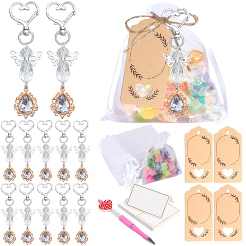 FackLOxc 30 Stück Kristall-Herz-Schlüsselanhänger und Flügel-Anhänger für Taufe und Hochzeitsgäste, mit Organza-Beutel und Dankeskarte FackLOxc 30 Stück Kristall-Herz-Schlüsselanhänger und Flügel-Anhänger für Taufe und Hochzeitsgäste, mit Organza-Beutel und Dankeskarte von FackLOxc