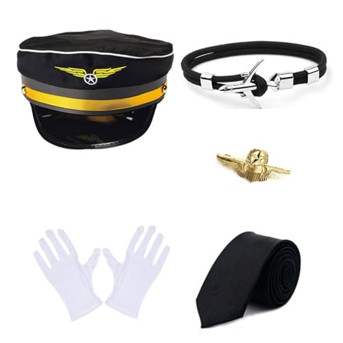 FackLOxc Airline Captain Kostüm Flugbegleiter Rollenspiele Outfits Airline Stewardess Cosplay Accessoy Für Frauen Männer Halloween von FackLOxc