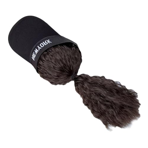 FackLOxc Baseballkappen Sonnenhut Sport Hüte Perücken Haarverlängerungen Pferdeschwanz Für Cosplay Kopfstück Mit Haarverlängerungen Lockiges Haar von FackLOxc