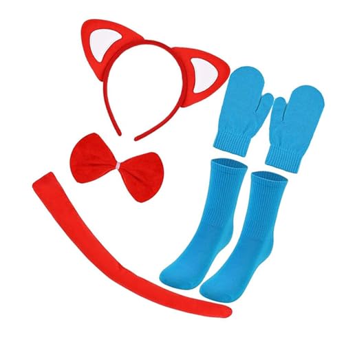 FackLOxc Cosplay-Zubehör für Kinder, Katzenschwanz, Katzenohren, Stirnband, Fliege, Handschuhe, Socken, Halloween, Katzen, Kostüm-Set für Jungen und Mädchen FackLOxc Cosplay-Zubehör für Kinder, Katzenschwanz, Katzenohren, Stirnband, Fliege, Handschuhe, Socken, Halloween, Katzen, Kostüm-Set für Jungen und Mädchen von FackLOxc