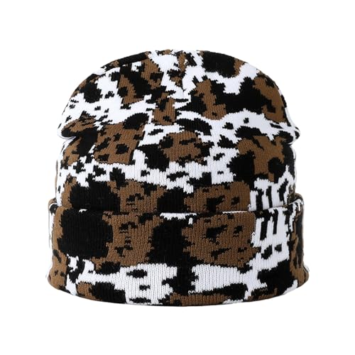 FackLOxc Gothic Cow Muster Unisex Schädel Kostüm Hüte Halloween Geschenk Warm Häkierter Unisex Halloween Foto Requisiten von FackLOxc