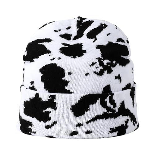 FackLOxc Gothic Cow Muster Unisex Schädel Kostüm Hüte Halloween Geschenk Warm Häkierter Unisex Halloween Foto Requisiten von FackLOxc