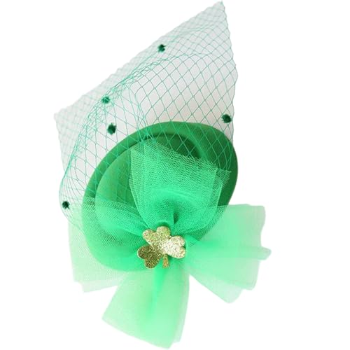 FackLOxc Grüner kleiner Netzhut mit Haarspange, Haar-Accessoires für StPatricks-Tag-Festlichkeiten und Kostüm-Verbesserungen, Party-Requisiten von FackLOxc