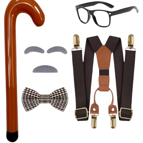 FackLOxc Halloween Old Man Opa Kostümzubehör Für Kid Boy Cosplay Mit Bart Augenbrauen Bowtie Gläsern Spielzeugkanal Rohr Hosenträger FackLOxc Halloween Old Man Opa Kostümzubehör Für Kid Boy Cosplay Mit Bart Augenbrauen Bowtie Gläsern Spielzeugkanal Rohr Hosenträger von FackLOxc