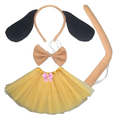 FackLOxc Hundekostüme für Mädchen und Jungen, Cosplay, Hundeohren, Stirnband, Schwanz, Schleife, Schwanz, Tier-Kostüm, Zubehör, 4/5 Stück FackLOxc Hundekostüme für Mädchen und Jungen, Cosplay, Hundeohren, Stirnband, Schwanz, Schleife, Schwanz, Tier-Kostüm, Zubehör, 4/5 Stück von FackLOxc