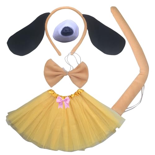 FackLOxc Hundekostüme für Mädchen und Jungen, Cosplay, Hundeohren, Stirnband, Schwanz, Schleife, Schwanz, Tier-Kostüm, Zubehör, 4/5 Stück FackLOxc Hundekostüme für Mädchen und Jungen, Cosplay, Hundeohren, Stirnband, Schwanz, Schleife, Schwanz, Tier-Kostüm, Zubehör, 4/5 Stück von FackLOxc