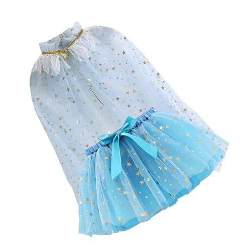 FackLOxc Kinderprinzessin Outfit Girls Tüll Kleid Elastischer Taillenrock & Sterndekor Schalkap Set Für Themenpartys FackLOxc Kinderprinzessin Outfit Girls Tüll Kleid Elastischer Taillenrock & Sterndekor Schalkap Set Für Themenpartys von FackLOxc