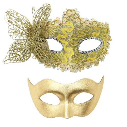 FackLOxc Paar Maskerade Maske Halloween Augenmaske Halbgesicht Maskerade Kostümmaske Für Frauen Männer Maskerade Halloween Hochzeit von FackLOxc