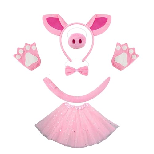 FackLOxc Piggy Tail Kostüm mit Schweine-Nase, Stirnband, Handschuh, Rock und Fliege, Halloween-Kostüm für Kinder, Jungen, Mädchen, Halloween FackLOxc Piggy Tail Kostüm mit Schweine-Nase, Stirnband, Handschuh, Rock und Fliege, Halloween-Kostüm für Kinder, Jungen, Mädchen, Halloween von FackLOxc