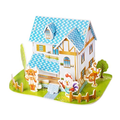 Factorys Kinder 3D DREI Puzzle 3 bis 6 Jahre Haus Baustein Puzzle für Jungen und Mädchen 3diy handgemachte kleine Haus Holzpuzzles (Green, One Size) von Factorys