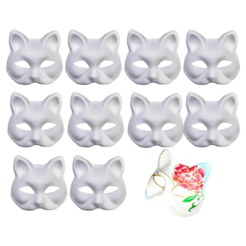 Facynde 10 St weiße Katze Gesicht Papieren leere Maske Bemalen Kinder Masken zum Basteln Leere Maske für Karneval Cosplay Maskenball Deko Facynde 10 St weiße Katze Gesicht Papieren leere Maske Bemalen Kinder Masken zum Basteln Leere Maske für Karneval Cosplay Maskenball Deko von Facynde