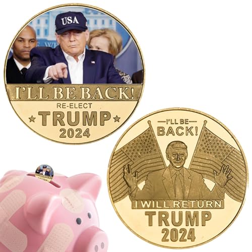 Facynde 2024 Trump-Münze - Präsidentschaftswahlkampf-Trump-Geld vergoldet,Gedenkmünzen 2024, Herausforderungsmünzen als Gedenkgeschenk, Heimdekoration, patriotische Sammlung von Facynde