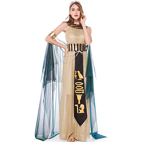 Facynde Halloween-Bräuche für Frauen Cleopatra, Cleopatra Königin Kleid ägyptische Göttin Kostüm, Sexy Halloween-Rollenspiel-Cosplay-Kostü von Facynde