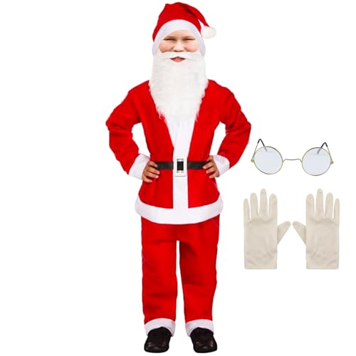 Facynde Kinder-Weihnachtsmann-Kostüm, Jungen-Weihnachtsmann-Kostüm,Weihnachtsmann Cosplay - Cosplay-Weihnachtsmann-Kostüm für Kinder im Alter von 4–12 Jahren, Weihnachtsmann-Anzug für Jungen, von Facynde
