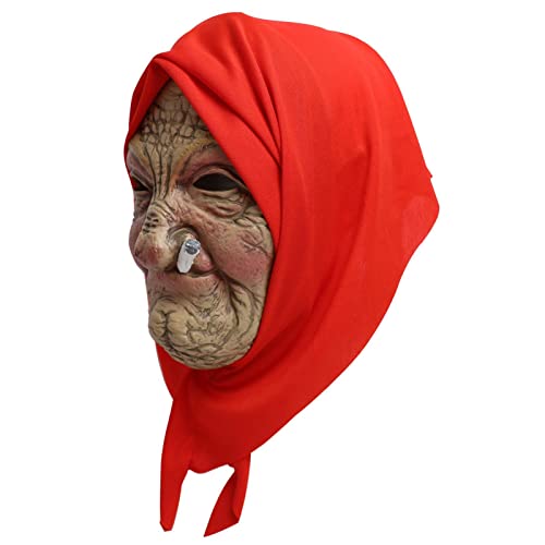 Facynde Oma Gesichtsabdeckung, Latex-Kopfbedeckung für alte Frauen für Partys, Neuartige Cosplay-Requisiten für Halloween, Karneval, Kostümparty von Facynde