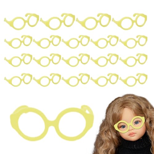 Facynde Puppenbrille,Minibrille für Puppen | Linsenlose Brillen für Puppen - 20 Stück kleine Brillen, Puppenbrillen für 7–12 Zoll große Puppen, Puppenkostüm-Zubehör, Puppen-Anzieh-Requisiten von Facynde