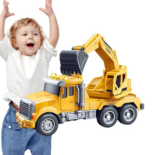 Facynde Reibungsspielzeugautos | Simulierte Baufahrzeuge mit Licht und Sound | BAU-LKW-Spielzeug für Kinder, Jungen und Mädchen ab 4 Jahren, BAU-LKWs von Facynde