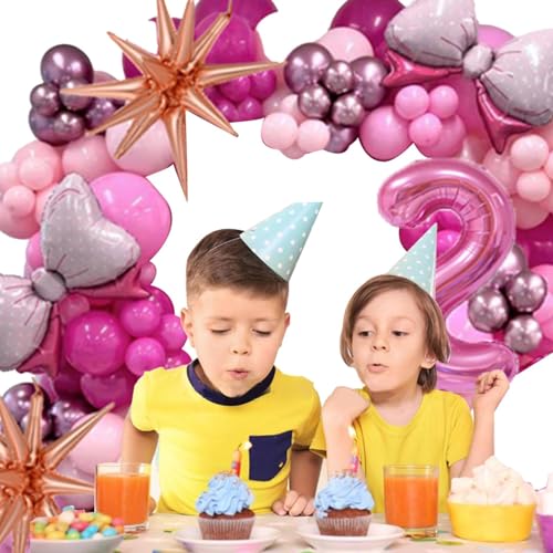 Facynde Rosa Partyballons,Rosa Ballon-Geburtstagsparty-Set - Rosa Schleifen- und Zahlen-Geburtstagsdekorations-Luftballons-Set,Geburtstagsparty-Set, Happy Birthday-Ballon-Party-Dekoration, rosa von Facynde