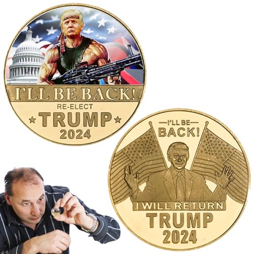 Facynde Trump-Goldmünze - Vergoldete Gedenkmünzen für die Präsidentschaftskampagne 2024 - Gedenkmünzen 2024, Herausforderungsmünzen als Gedenkgeschenk, Heimdekoration, patriotische Sammlung von Facynde