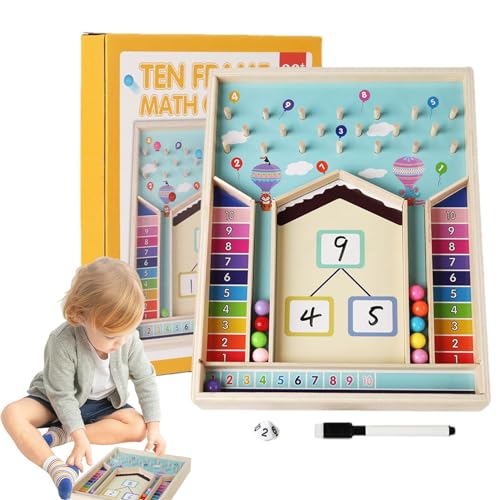 Holz-Zahlen-Labyrinth, Holz-Mathe-Marmor-Labyrinth - Wood Maze Toys Mathe-Brettspiele mit Marmor - Pädagogische, farbenfrohe, lustige Vorschul-Lernaktivitäten, Montessori-Mathe-Lernzubehör für von Facynde