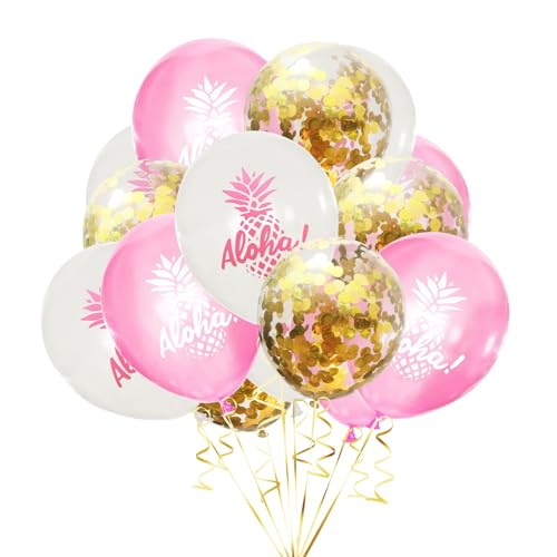 15 Stück hawaiianische tropische Party-Luftballons, rosa-weiße Ananas-Latex-Luftballons, hawaiianische tropische Luftballons, Aloha-Party-Ballons für hawaiianische von Fadcaer