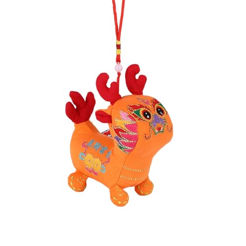 Mini Chinese New Year Drache Plüschpuppe, Hängende Dekoration, 2024 Jahr des Drachen Maskottchen Puppe Weiches Plüschtier, Tierkreiszeichen Tier Plüsch Spielzeug für Frühlingsfest Home Decor (Orange) von Fadcaer