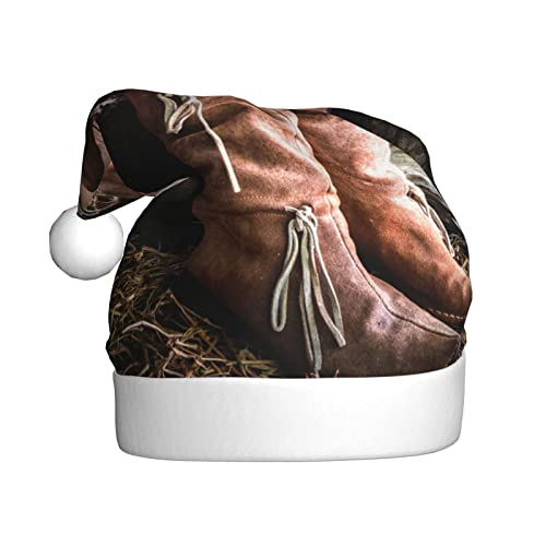Cowgirl Stiefel Hut Im Bauernhof Gedruckt Weihnachtsmütze Nikolausmütze Für Erwachsene Xmas Hut Für Weihnachten Party Santa Kostüm von Faduni