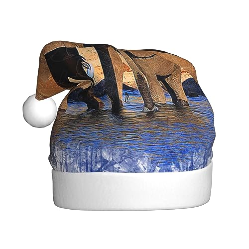 Elefanten Kunst Gedruckt Weihnachtsmütze Weihnachtsmütze Weihnachtsmütze Für Erwachsene Xmas Hut Für Weihnachten Party Santa Kostüm von Faduni