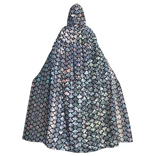Silberner Fischschuppen-Umhang, Unisex, mit Kapuze, Halloween-Umhang, Cosplay, Halloween, Weihnachten, Kostüme, für Erwachsene Silberner Fischschuppen-Umhang, Unisex, mit Kapuze, Halloween-Umhang, Cosplay, Halloween, Weihnachten, Kostüme, für Erwachsene von Faduni