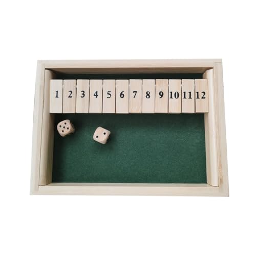 Fafaherr 2-Spieler Schließ die Box Würfelspiel Holzbrett, Shut The Box 12er Würfelspiel Mathe Zahlenspiel Holz Brettspiel Würfel Spiel Holztischspiel Klassisches Würfelbrett Sspielzeug von Fafaherr