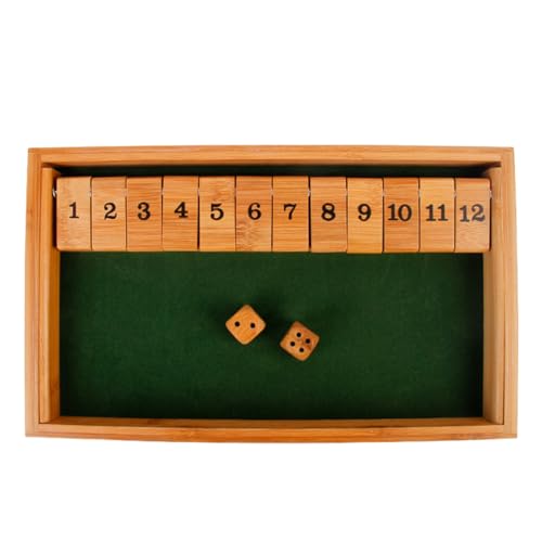 Fafaherr 2-Spieler Shut The Box 12er Würfelspiel, Schließ die Box Würfelspiel Holzbrett Mathe Zahlenspiel Holz Brettspiel Würfel Spiel Holztischspiel Klassisches Würfelbrett Sspielzeug von Fafaherr