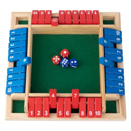 Fafaherr Brettspiel Box Würfel Spiel, Shut The Box Würfel-Brettspiel für 4 Spieler Schließ die Box Holzbrett-Tisch-Mathe-Spiele Würfel Spiel Bar Party Familie Eltern Kind Interaktives Spiel von Fafaherr