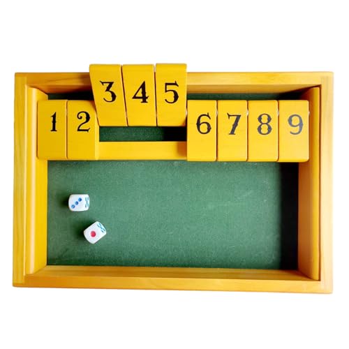 Fafaherr Shut The Box Holzbrettspiele, Schließ die Box Würfelspiel Deluxe 2-Spieler Shut The Box 9er Würfelspiel Holz Tisch Spiel Klassisch Würfelspiel Board Spielzeug von Fafaherr