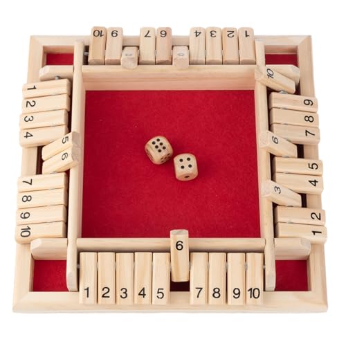 Fafaherr Würfelspiele Shut The Box Spiel, Schließ die Box Würfelspiel 2-4 Spieler Würfelspiel aus Holz mit 2 Würfeln brettspiele Board Spielzeug für Erwachsene Kinder Nummern 1-10 von Fafaherr