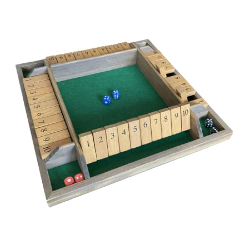 Fafaherr Würfelspiele Shut The Box Spiel, Schließ die Box Würfelspiel 2-4 Spieler Würfelspiel aus Holz mit 8 Würfeln brettspiele Board Spielzeug für Erwachsene Kinder Nummern 1-10 von Fafaherr