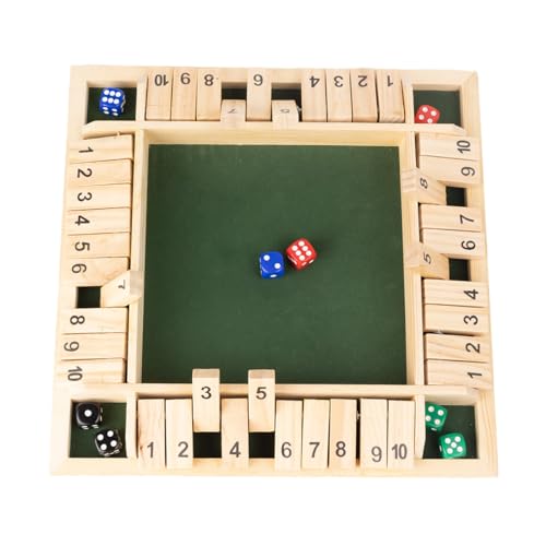 Fafaherr Würfelspiele Shut The Box Spiel, Schließ die Box Würfelspiel 2-4 Spieler Würfelspiel aus Holz mit 8 Würfeln brettspiele Board Spielzeug für Erwachsene Kinder Nummern 1-10 von Fafaherr