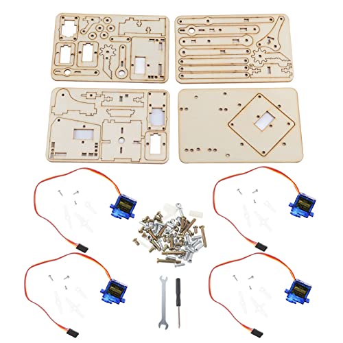 Fafeicy 4 Dof Wood Robotic Mechanical Arm Kit, DIY -Roboterarm mit SG90 Servo Leichtes Gewicht 222 Holzroboterklaue für Studenten und Hobbyisten von Fafeicy