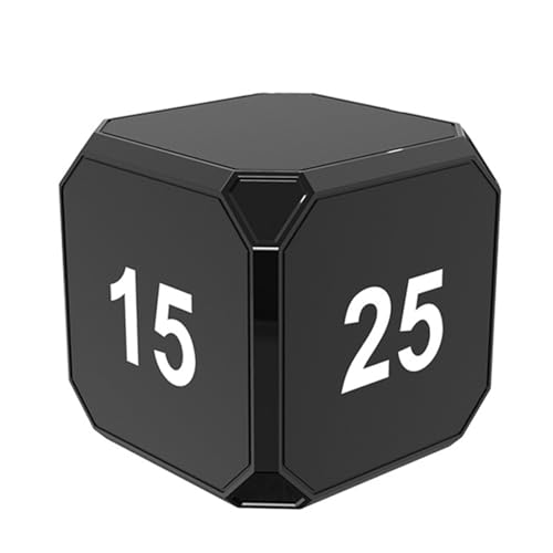 Fafeicy Cube -Timer Tragbarer Rotierender Timer für Zeitmanagement Küche 15.05.25/45 Minuten für Test Lernen Weiß (Black) von Fafeicy