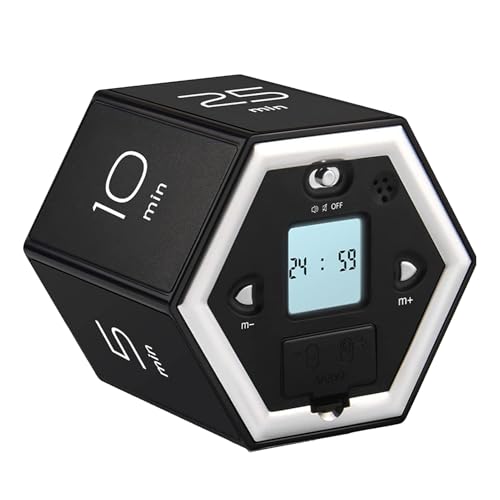 Fafeicy Dual -Timing -Modi Flip Timer für Küchenkochen, Stumme Soundalarm Timer für Arbeitsbesprechungen, Tragbares ABSPCB Material (Black) von Fafeicy