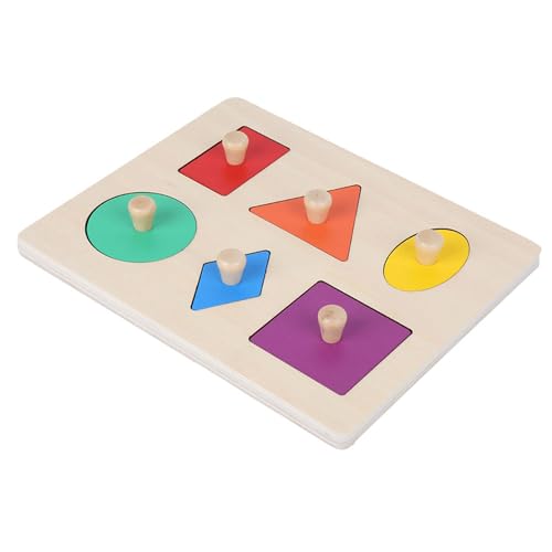 Fafeicy Hölzerne Geometrische Formbrett Montessori Lernspielzeug 8.7x7,2 Zoll mit 6 Farbenfrohen Blöcken für Kleinkinder Formerkennung und Frühe Bildung (Geometrische Verkleidung) von Fafeicy
