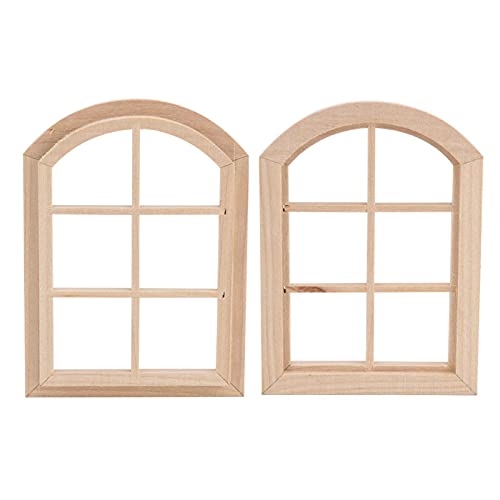 Fafeicy Holzpuppenhaus Gewölbtes Fenster für Dollhouse Miniaturmodelldekoration 1/12 Skala von Fafeicy