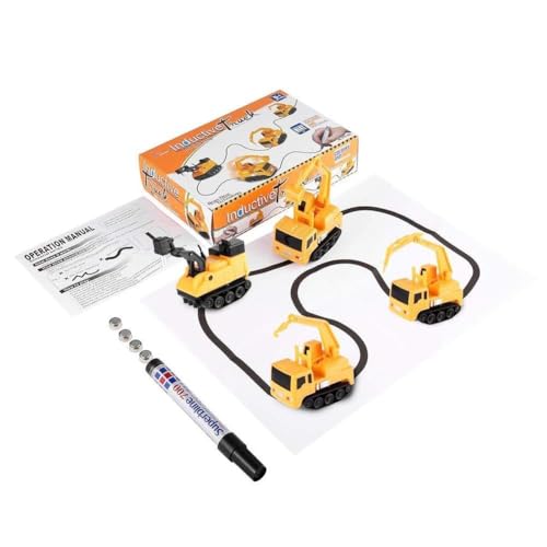 Fafeicy Induktives Automatisches Autospielzeug mit Kunststoffstift, Lernen und Spielen Sie, der Linie zu Folgen, Ideales Kinderspielzeug Zum Erkennen und Zeichnen (Yellow) von Fafeicy