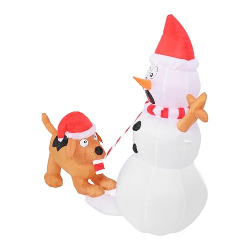 Fafeicy Lustiger Aufblasbarer Weihnachtsfleisch mit Hund für Gartenhof Dekorationen LED Leuchten Wasserbeständiges Weihnachtsfest Aufblasbare Schneemann für Fernsehsendungen, Carnivals (EU-Stecker von Fafeicy