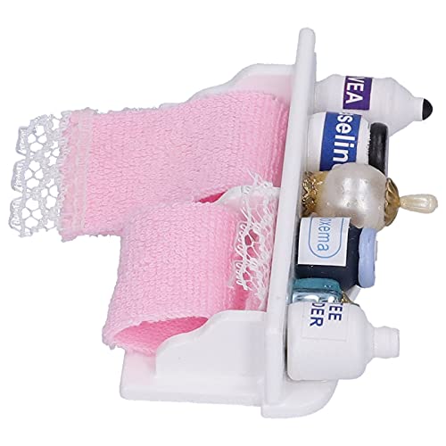 Fafeicy Miniaturpollhouse Badezimmerzubehör Handtuchregal Flaschen Dekoration Perfektes Umweltfreundliches Geschenkkit für 1:12 Schuppenhaus und Puppe von Fafeicy