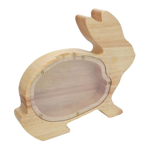 Fafeicy Nette Holzbänkekiste für Hölzernen Tier - Personalisierte Tiermünzenbank für - Robustes Tiergeldbank für Langfristige Einsparungen Holz Plastik Tiersparglas (Kaninchen) von Fafeicy