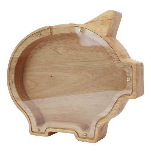 Fafeicy Nette Holzbänkekiste für Hölzernen Tier - Personalisierte Tiermünzenbank für - Robustes Tiergeldbank für Langfristige Einsparungen Holz Plastik Tiersparglas (Schwein) von Fafeicy