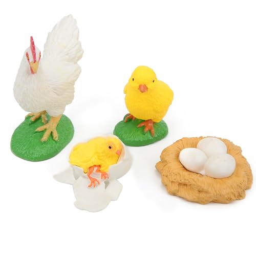 Fafeicy Tierlebenszyklusmodell Spielzeug für Kinder PVC Simulation Chick & Tortoise Wachstumsstadien 4PCS Bildungswissenschaft Lernspielzeug (Hühnerwachstumszyklus) von Fafeicy