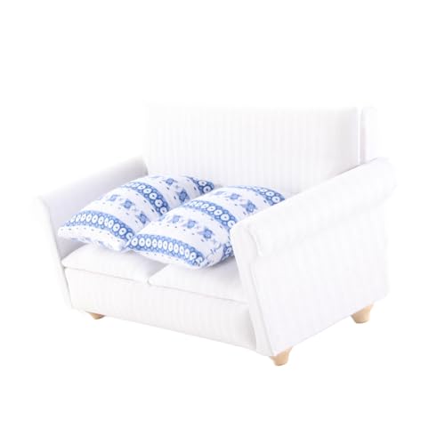 Fafeims 1/12 PUPPENHAUS MINIATURMÖBEL Sofa FUR WOHNZIMER Desktop DEKORIERENPUPPENHAU MÖBEL Zuubehörr (Doppelsofa mit Kissen) von Fafeims