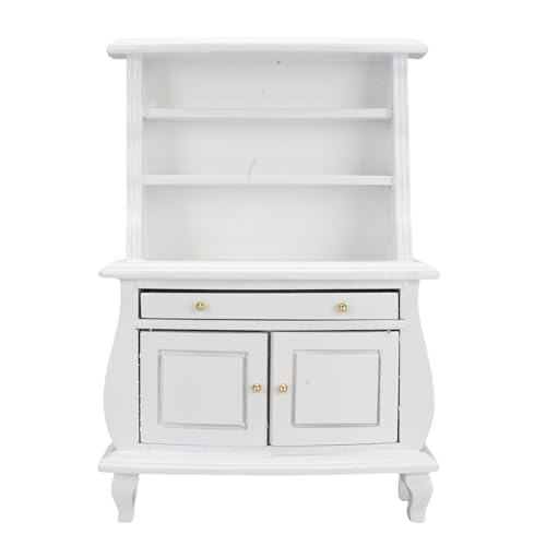 Fafeims 1:12 Doll House Bücherregal, Europäischer Stil Holz Miniatur Bücherregal Dollhouse Photo Requisite für Sammler (White) von Fafeims