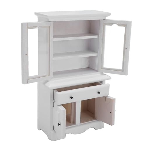 Fafeims 1:12 Dollhouse -Schrank Im Maßstab, EIN Bücherregal aus Holz mit Offenen Türen und 3 Regalen, Schwarzer Puller -Schrank für Haus (5,4 X 3,1 X 1,5 Zoll) von Fafeims